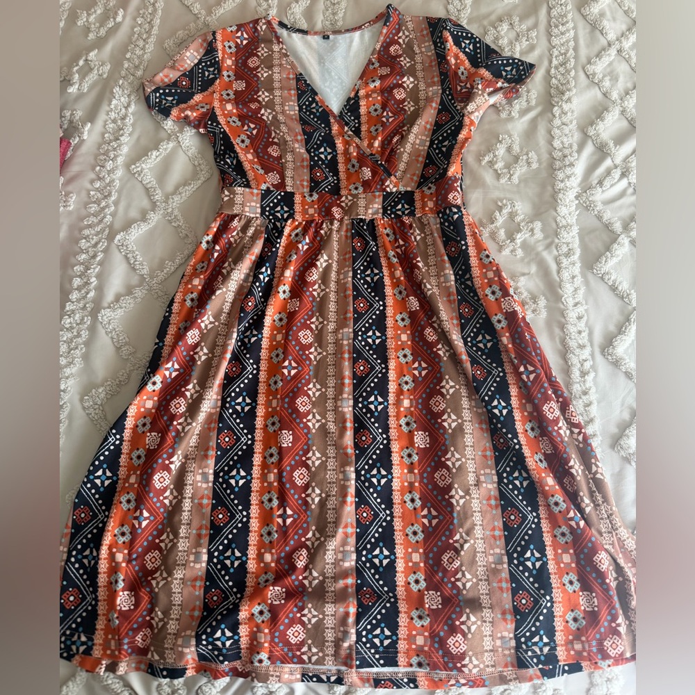 Bohemian Patterned Wrap Dress